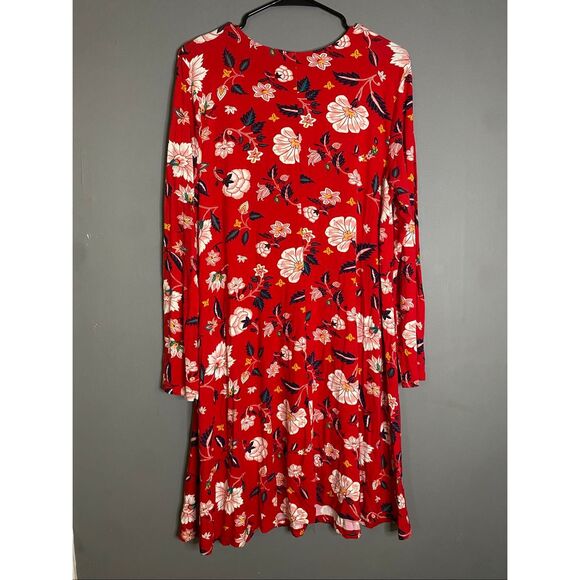 Old Navy Women's Red Long Sleeve Floral Pattern Dress Size Large NWOT - Picture 6 of 6